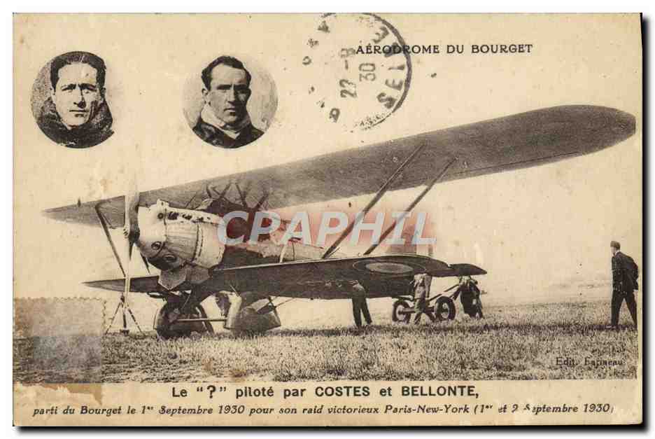 CPA Avion Aviation Aerodrome du Bourget Le ? pilote par Costes et Bellonte