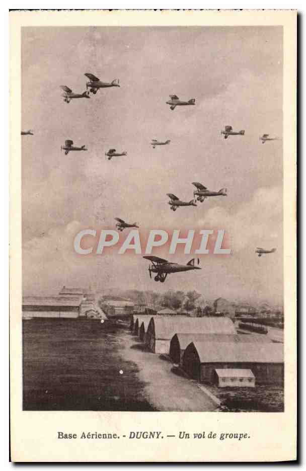 CPA Avion Aviation Base aerienne Dugny Un vol de groupe