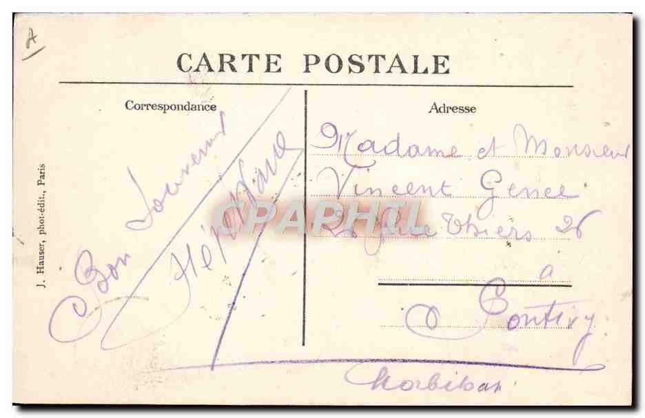 Biplan H. Farman — Type Tour de France — pour le Sous-Lieutenant Ménard — J. Hauser, Paris — Rückseite