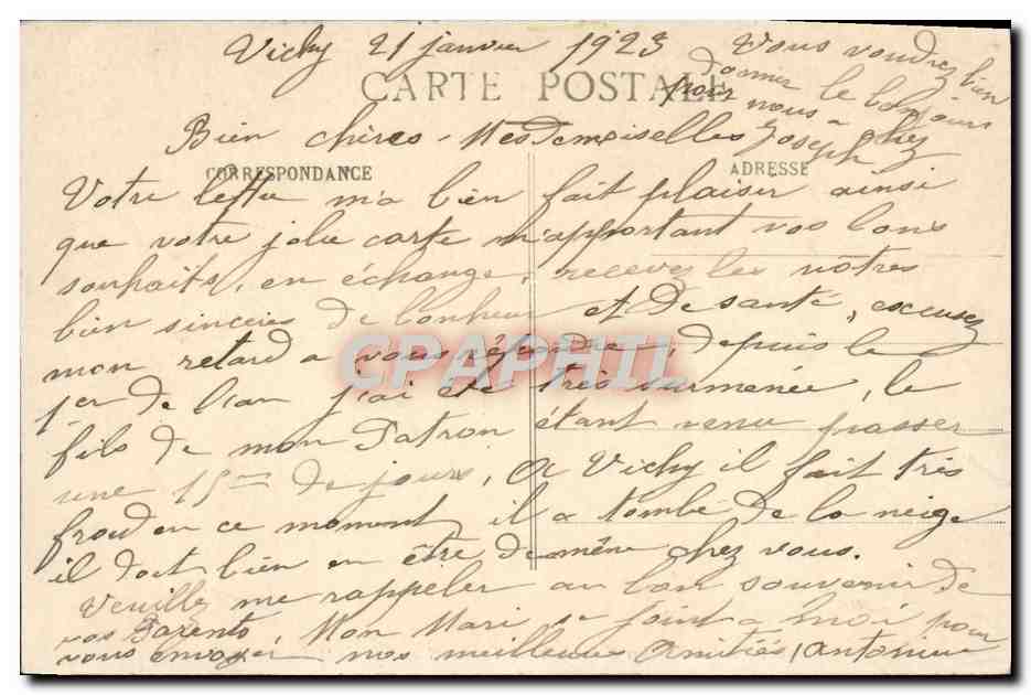 CPA Vichy Les Celestins Et Le Tennis Vue Pris De La Cigale — Verso
