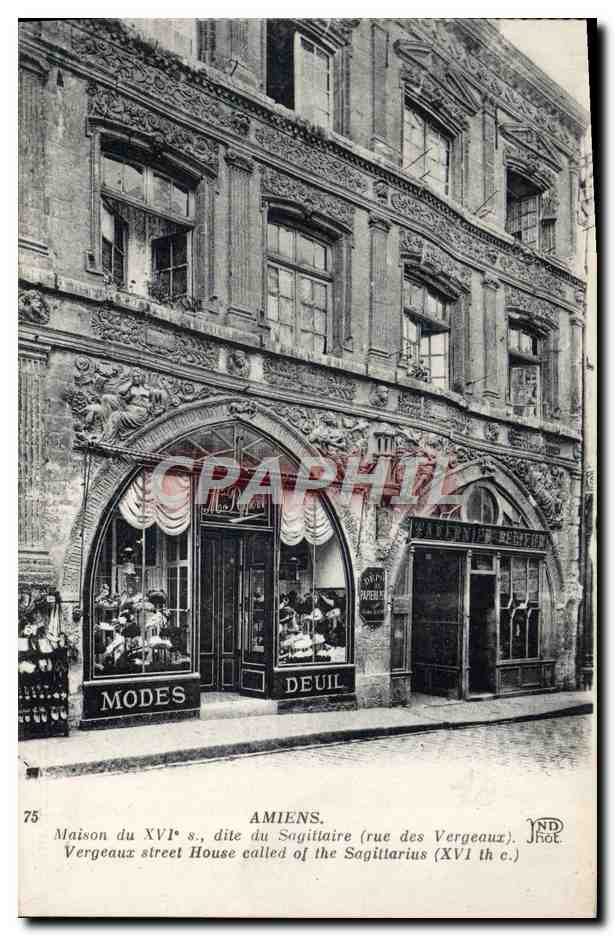 CPA Amiens Maison Du Dite Du Sagittaire Rue des Vergeaux Tavernier 