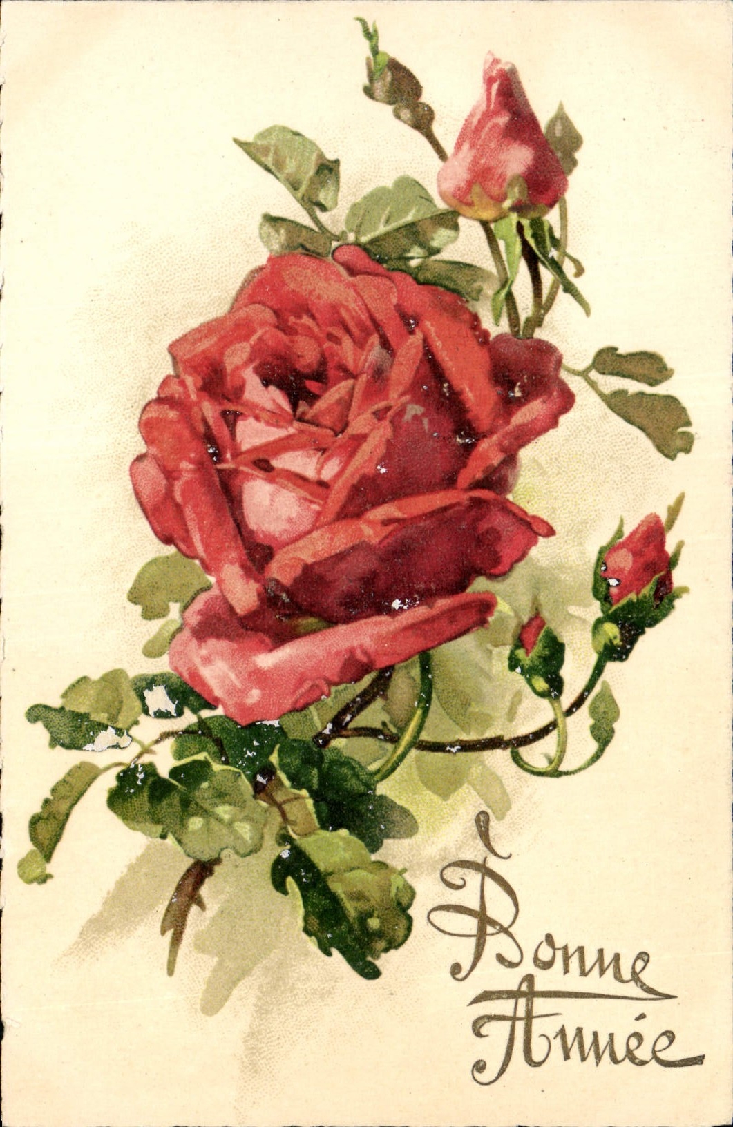 CPA Bonne Annee Fleurs
