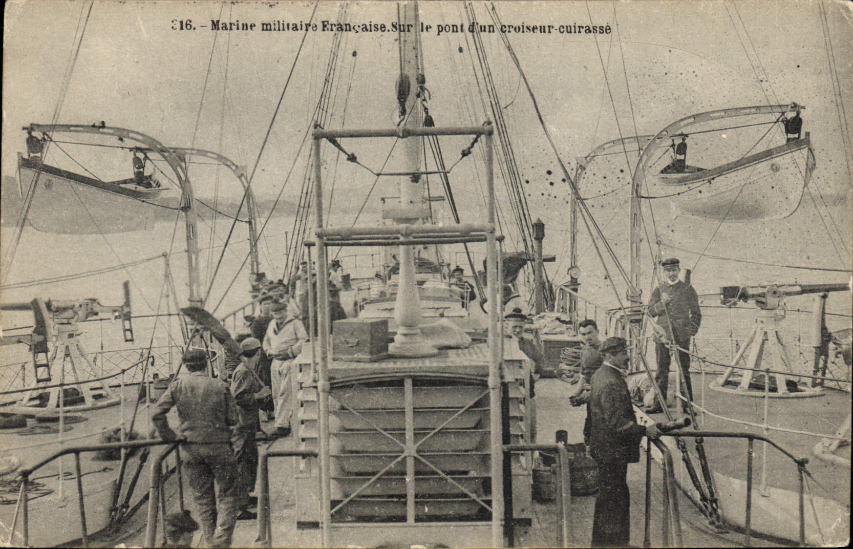 Französische Marine — Auf dem Deck eines Schlachtschiffs — Unbekannter Verlag, Nr. 16