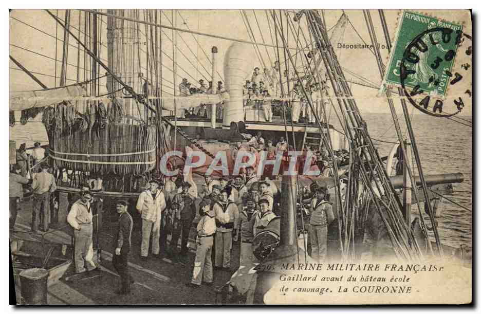 Marine Militaire Française — Gaillard avant du bateau école de canonage, La Couronne — Dépositaire Tour