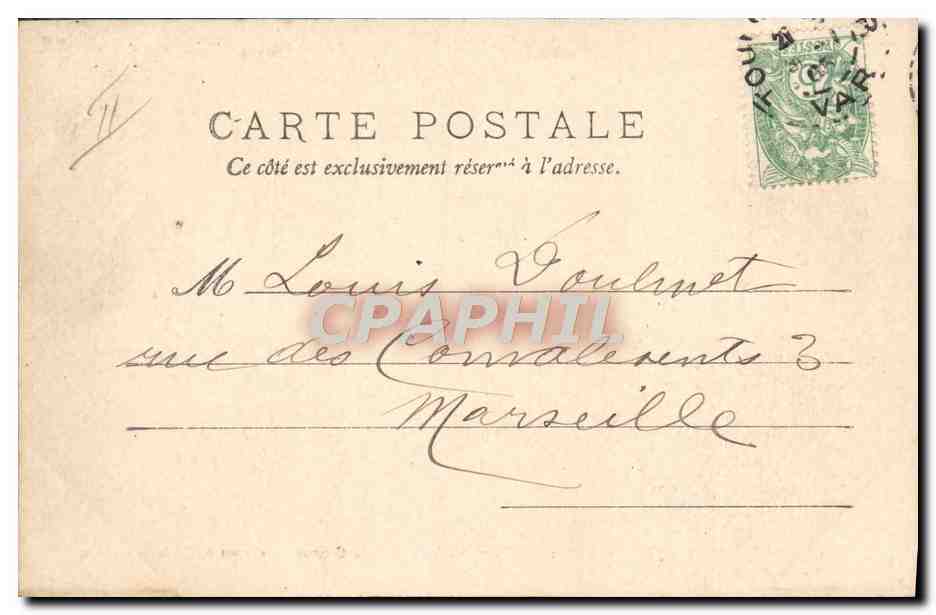 CPA Bateau Toulon Le tir du canon a bord de la Couronne ecole de canonnage  — Verso