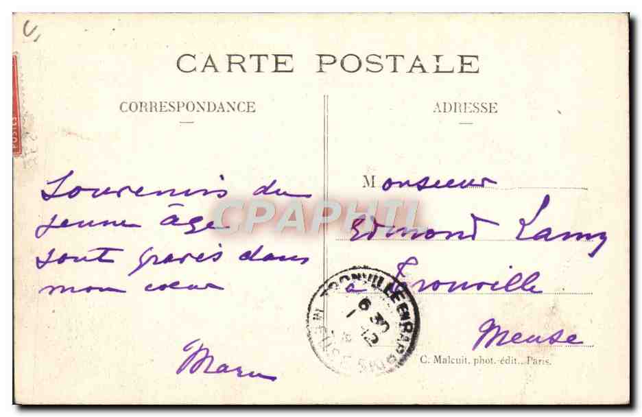 CPA Avion Aviation L'aeroplane Farman dans son raid camp de Chalons Reims Octobre 1908 — Rückseite