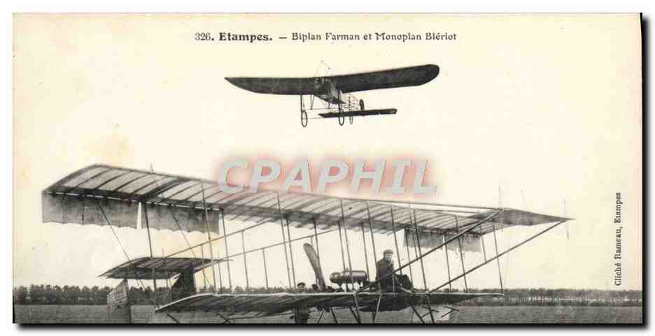 CPA Avion Aviation Etampes Biplan Farman et monoplan Bleriot 