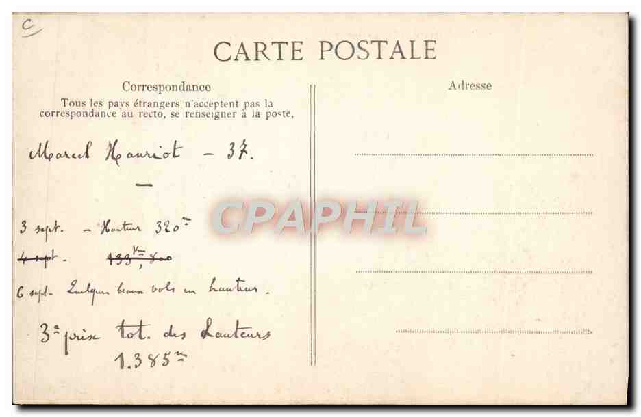 CPA Avion Aviation Hanriot sur monoplan Hanriot  — Rückseite