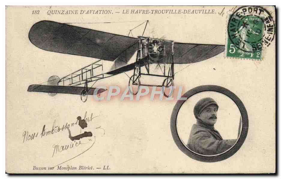 CPA Avion Aviation Quinzaine d'aviation Le Havre Trouville Deauville 