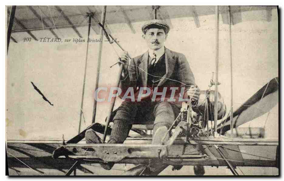 CPA Avion Aviation Tetard sur biplan Bristol