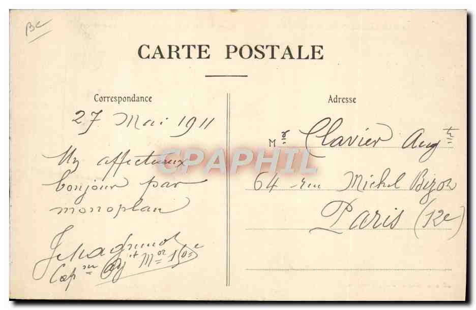 CPA Avion Aviation Aerodrome du camp de Chalons Monoplan Nieuport en plein vol dans un virage  — Rückseite
