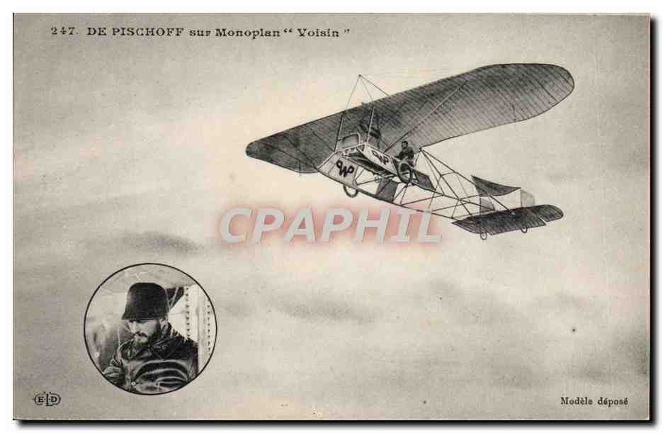 CPA Avion Aviation De Pischoff sur monoplan Voisin 