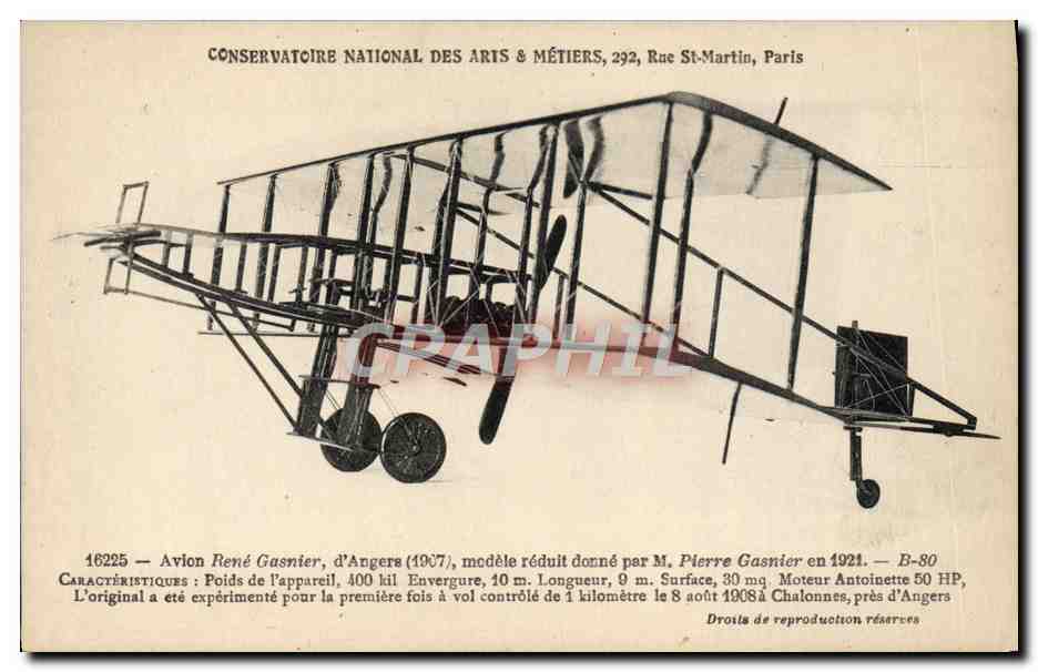 CPA Avion Aviation Conservatoire National des Arts et Metiers Rue Saint Martin Avion Rene Gasnier d'Angers
