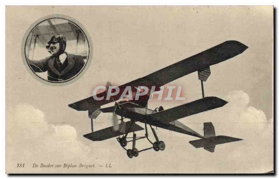 CPA Avion Aviation De Baeder sur biplan Breguet 