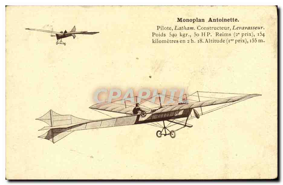 CPA Avion Aviation Monoplan Antoinette Latham Levavasseur 