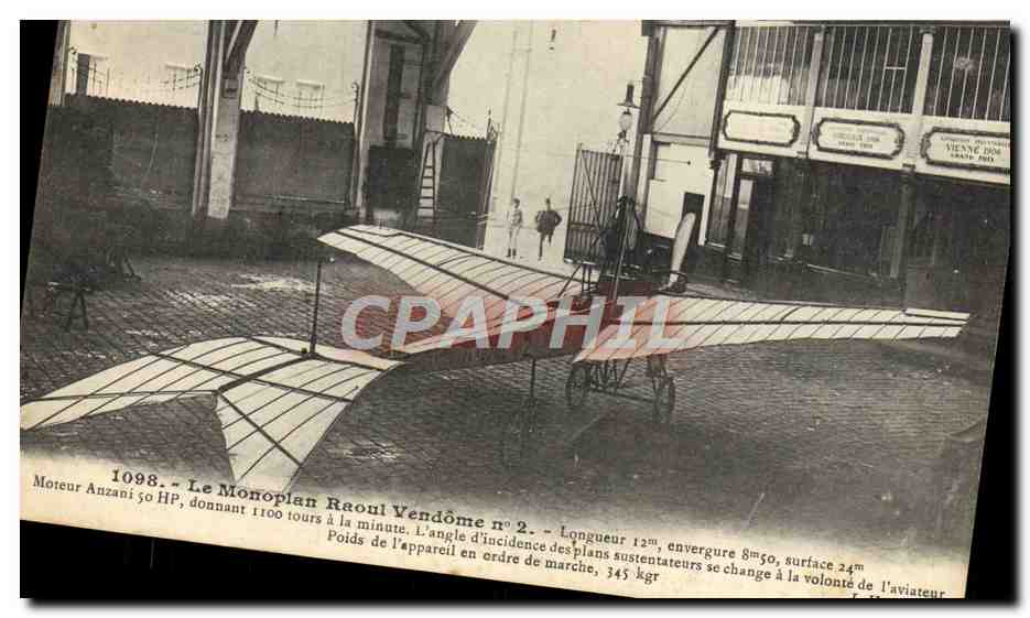 CPA Avion Aviation Monoplan Raoul Vendome Moteur Anzani 