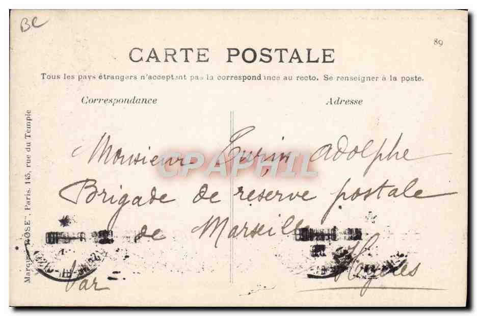 CPA Avion Aviation Lefebvre sur biplan Wright Ariel a Reims  — Verso