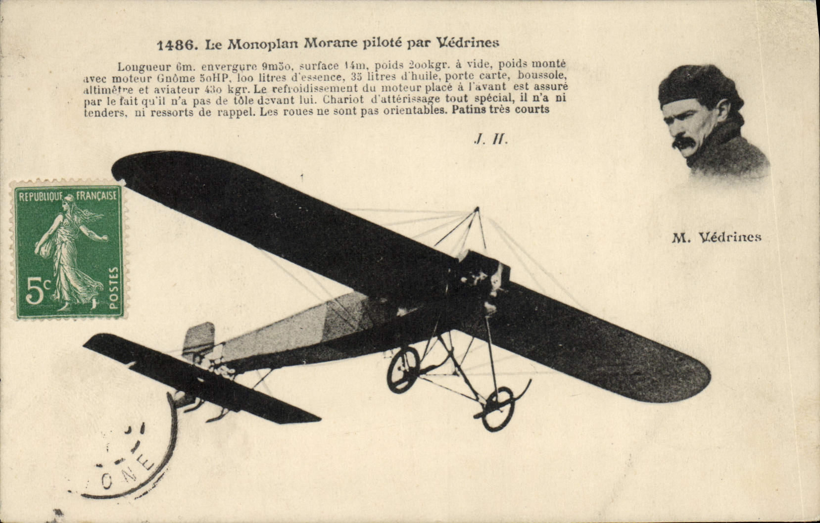CPA Avion Aviation Le monoplan Morane pilote par Vedrines 