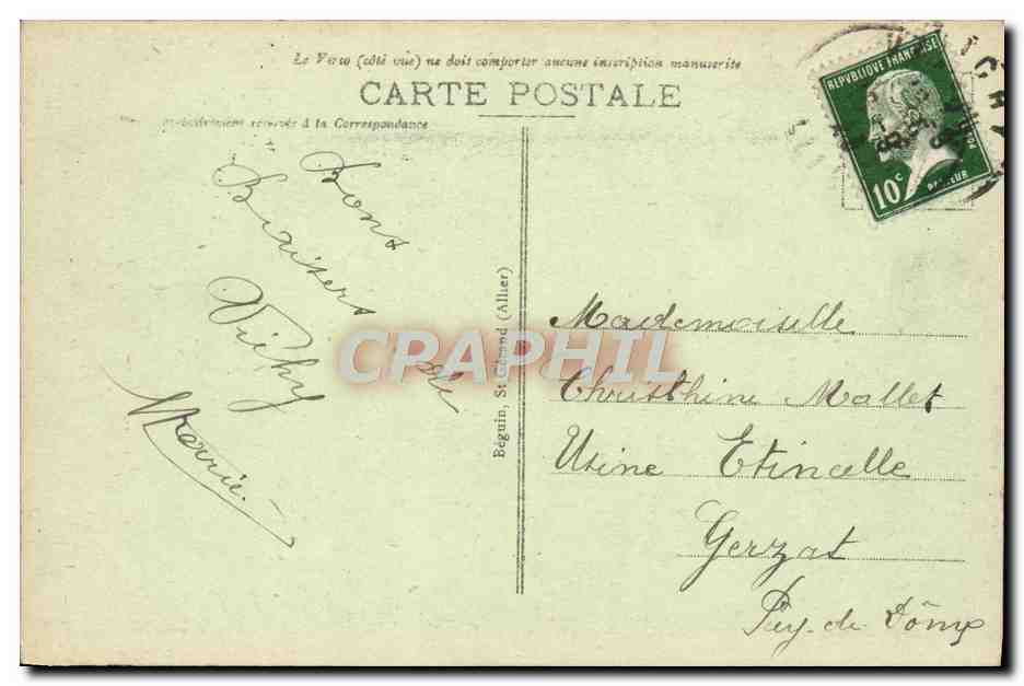 CPA Vichy Etablissement Thermal Vue d'ensemble  — Verso