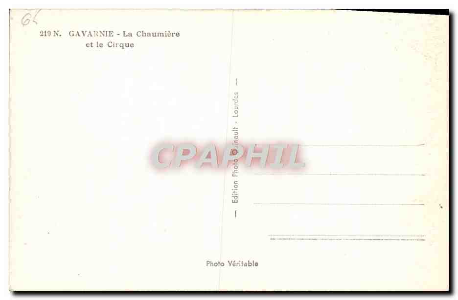 CPA Gavarnie La Chaumiere et le Cirque — Verso