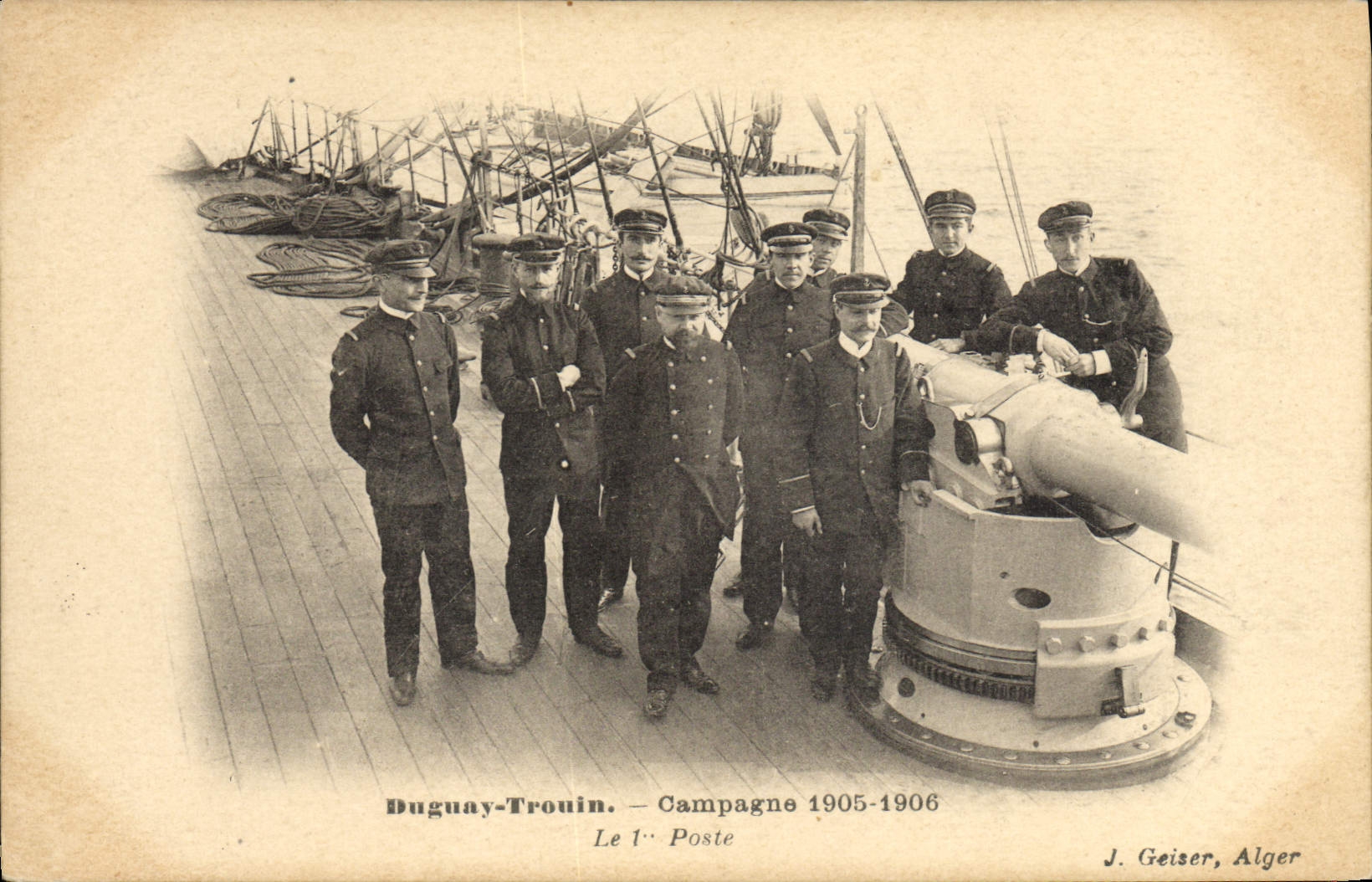 CPA Bateau de guerre Duguay Trouin Campagne 1905 1906 Le 1er poste 