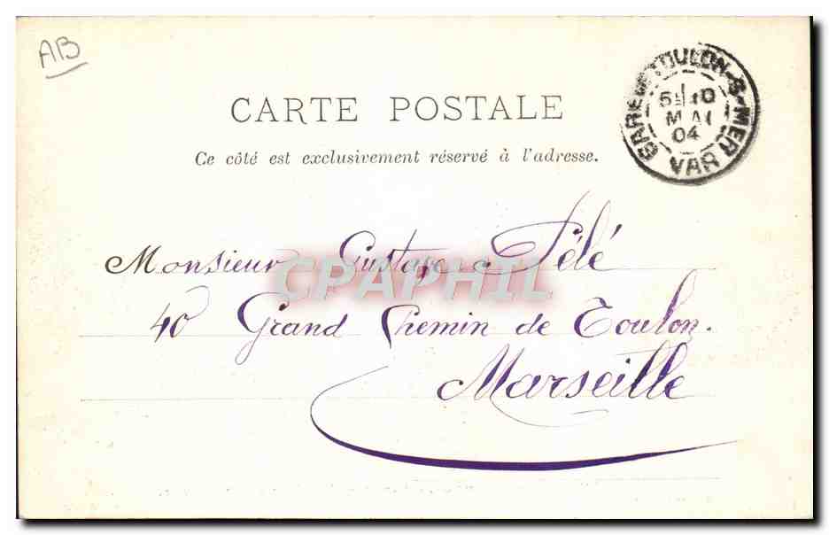 Marine Française — Lavage de Pont à bord d'un Cuirassé — A. Couturier, phot.-éditeur, Toulon — Verso