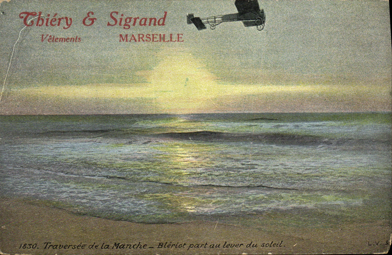 Traversée de la Manche — Blériot part au lever du soleil — Thiéry & Sigrand, Marseille