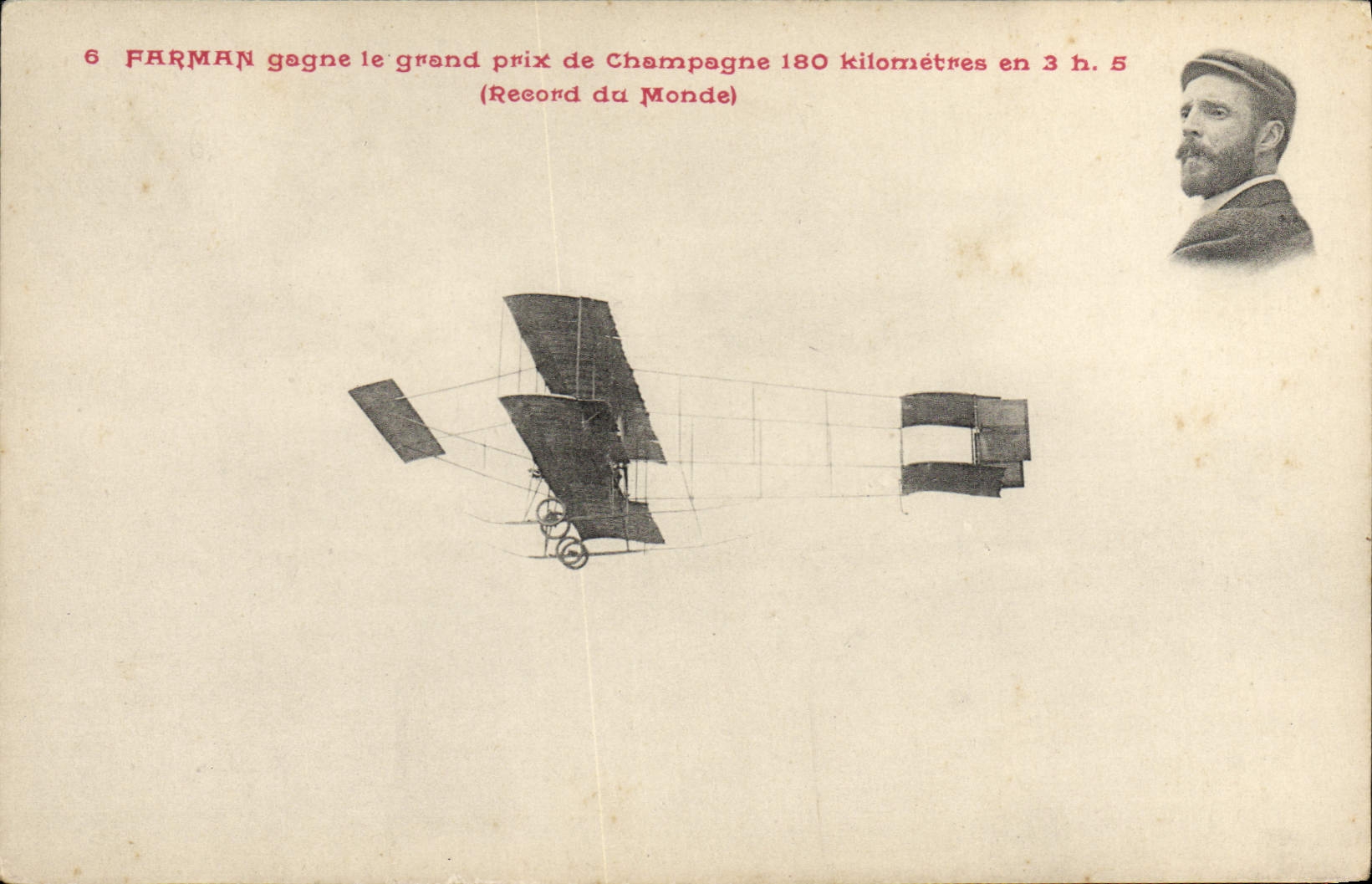 CPA Avion Aviation Farman gagne le prix de Champagne 