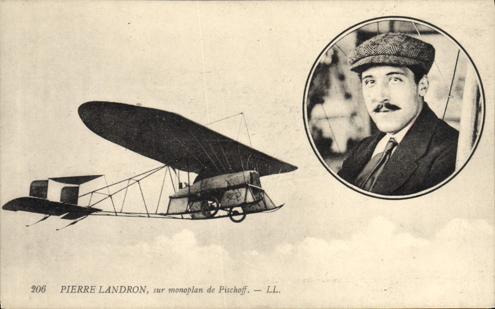 CPA Avion Aviation Pierre Landron sur monoplan de Pischiff