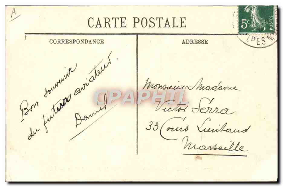 CPA Avion Aviation Le monoplan Antoinette de M Hubert Latham — Rückseite
