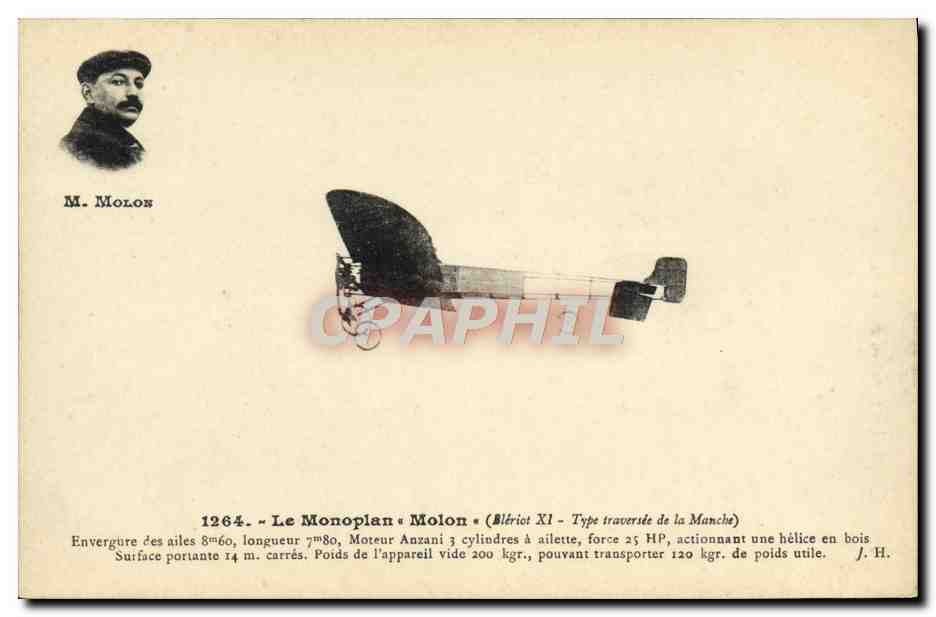 CPA Avion Aviation Monoplan Molon Traversee de la Manche 