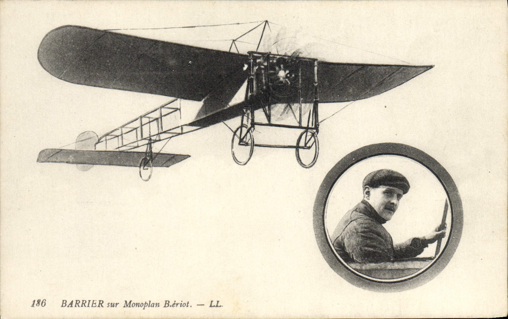 CPA Avion Aviation Barrier sur monoplan Bleriot 