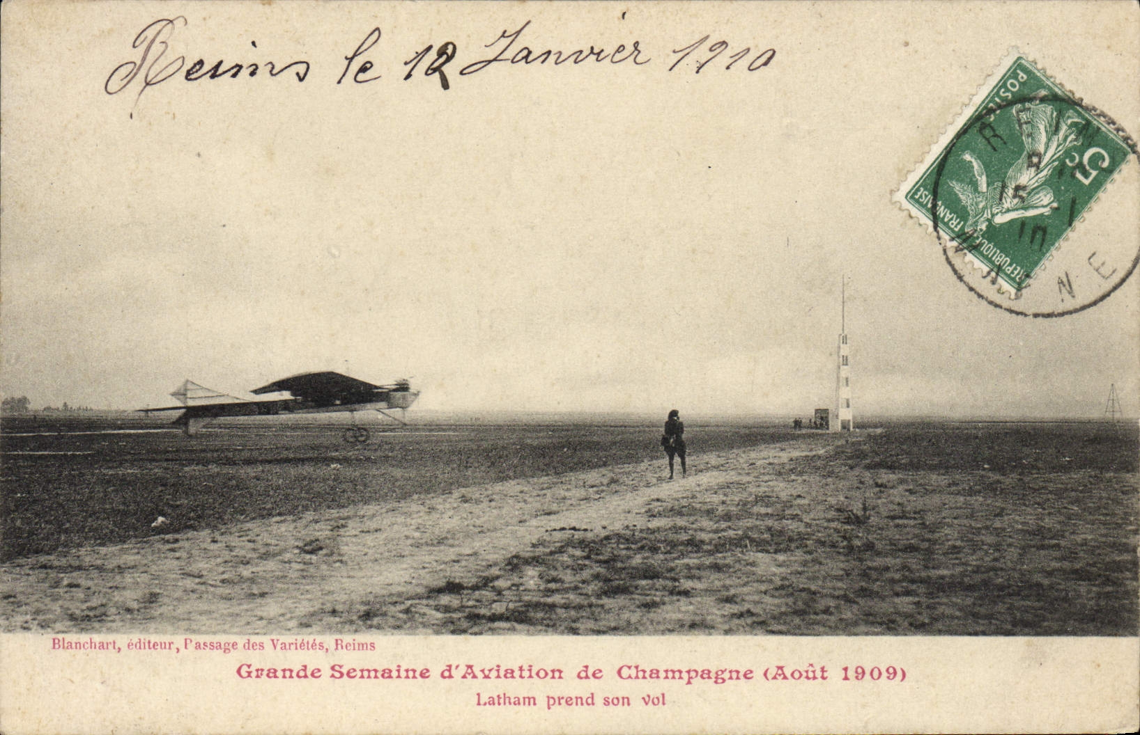 CPA Avion Aviation Grande semaine d'aviation de Champagne Latham prend son vol 