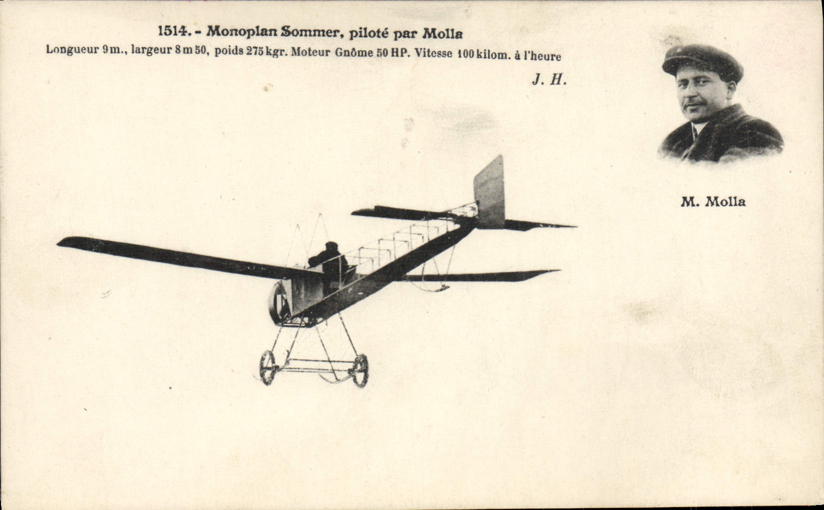 Monoplan Sommer, piloté par Molla — 1514 — J. Hauer, Paris