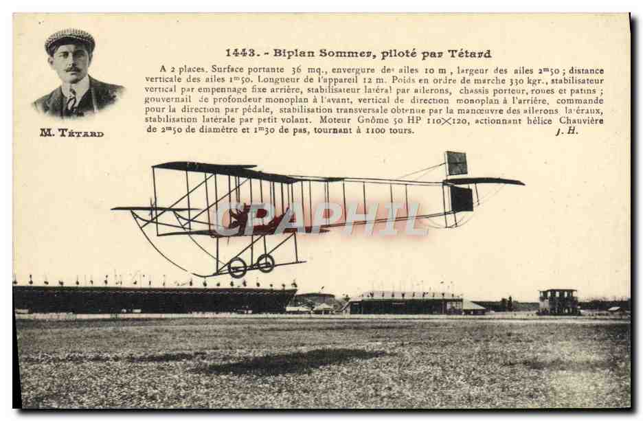 CPA Avion Aviation Bipan Sommer pilote par Tetard