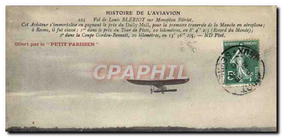 CPA Avion Aviation Vol de Louis Bleriot sur monoplan Bleriot 