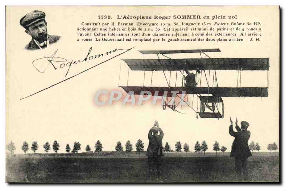 L'Aéroplane Roger SOMMER en plein vol — 1139 — J. Hauser, phot.-édit., Paris