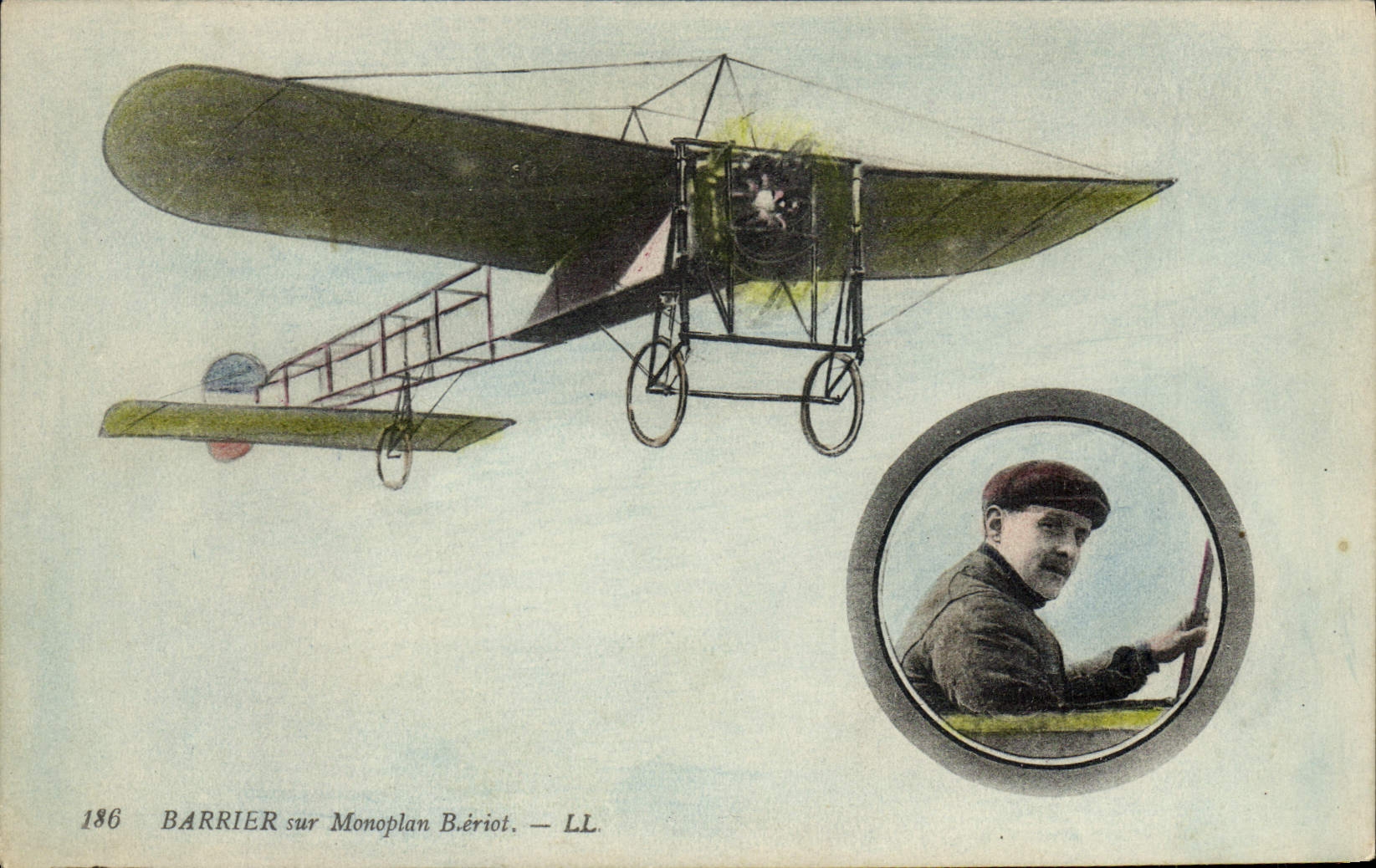 CPA Avion Aviation Barrier sur monoplan Bleriot