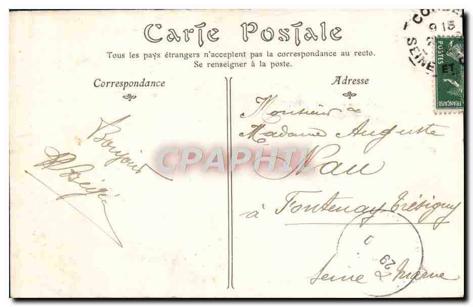 CPA Corbeil Monument eleve a la Memoire des Enfants de l'arrondissement Militaria  — Rückseite