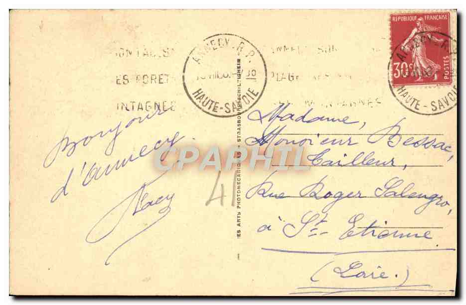 Lac d'Annecy — Vue de Talloires et Chapelle du Toron — Éditeur Cap, n° LL 151 — Reverso
