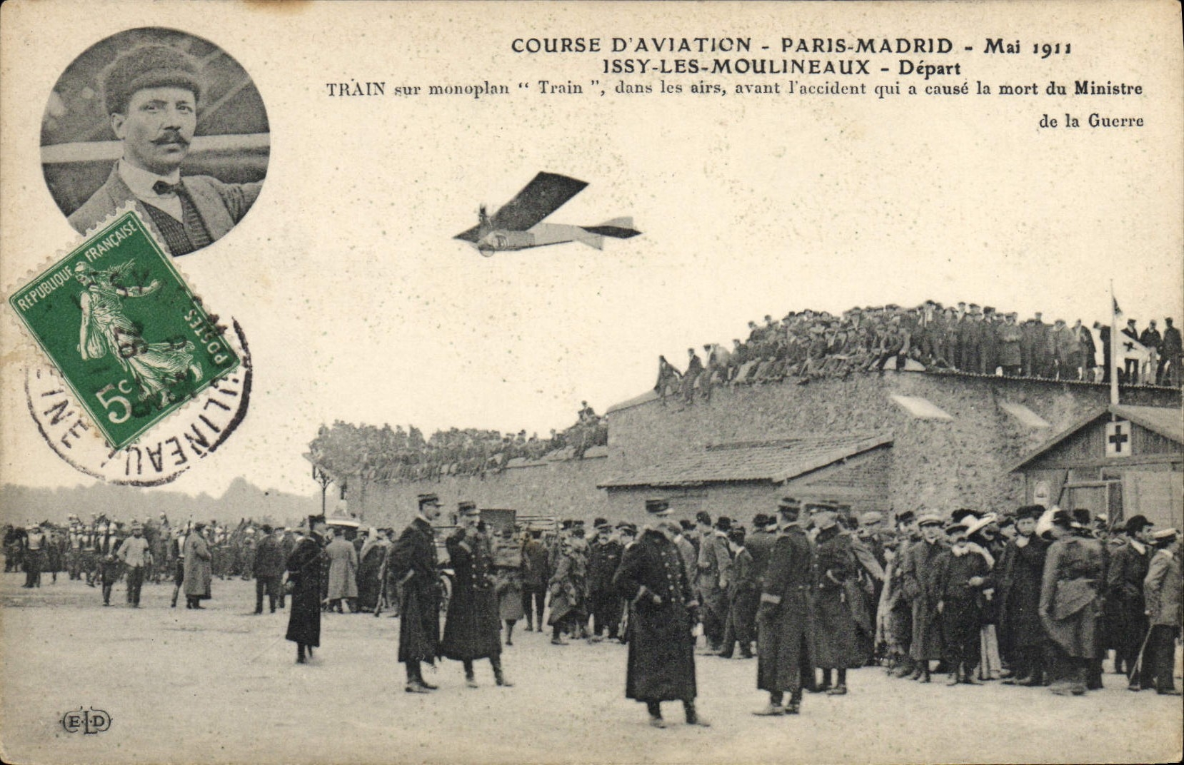 CPA Avion Aviation Course d'aviation Paris Madrid Mai 1911 Issy les Moulineaux Depart 