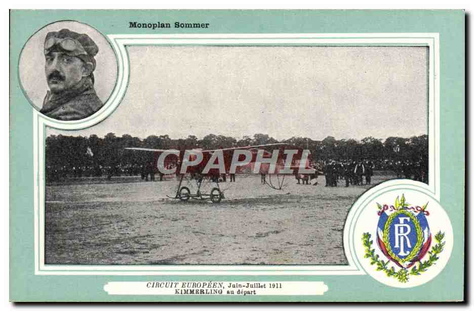 CPA Avion Aviation Biplan Sommer Circuit Europeen Juin Juillet 1911 Kimmerling au depart 