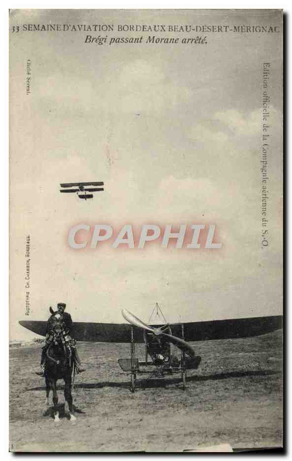 CPA Avion Aviation Semaine d'aviation Bordeaux Beau Desert Merignac Bregi passant Morane arrete Cheval