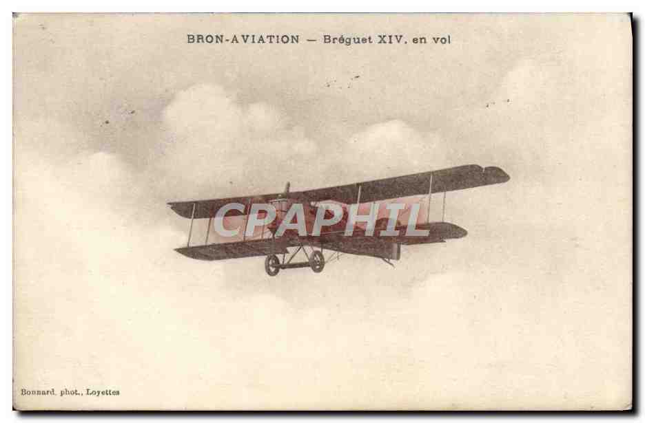 CPA Avion Aviation Bron Aviation Breguet XIV en vol 