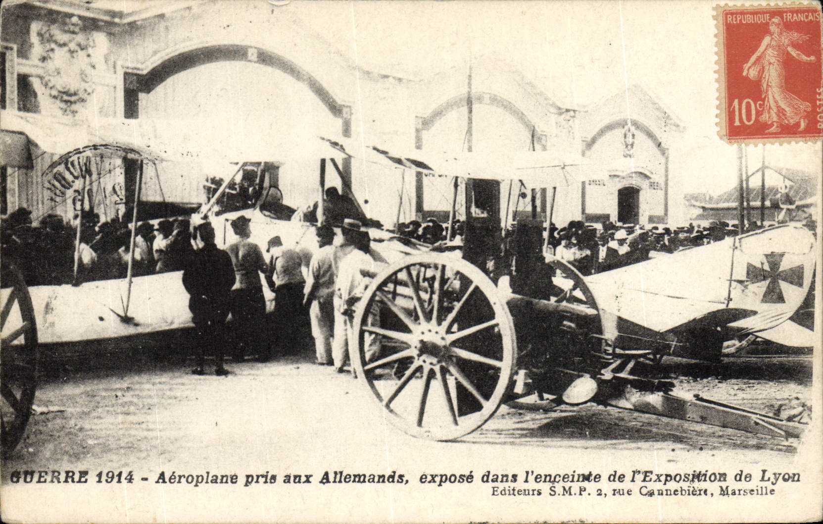 Aéroplane pris aux Allemands — exposé à l'Exposition de Lyon — Editeurs S.M.P., rue Cannebière, Marseille