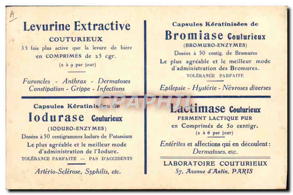 CPA Avion Aviation Latham monte sur aeroplane Antoinette franchit le Pas de Calais Publicite Levurine Couturieus Bromias — Rückseite