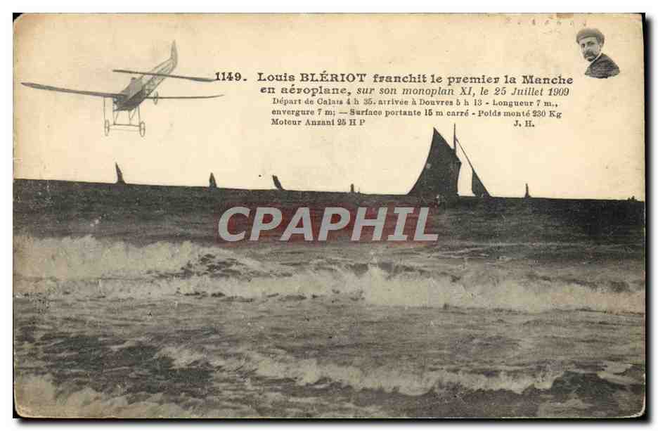 CPA Avion Aviation Louis Bleriot franchit le premier la Manche 