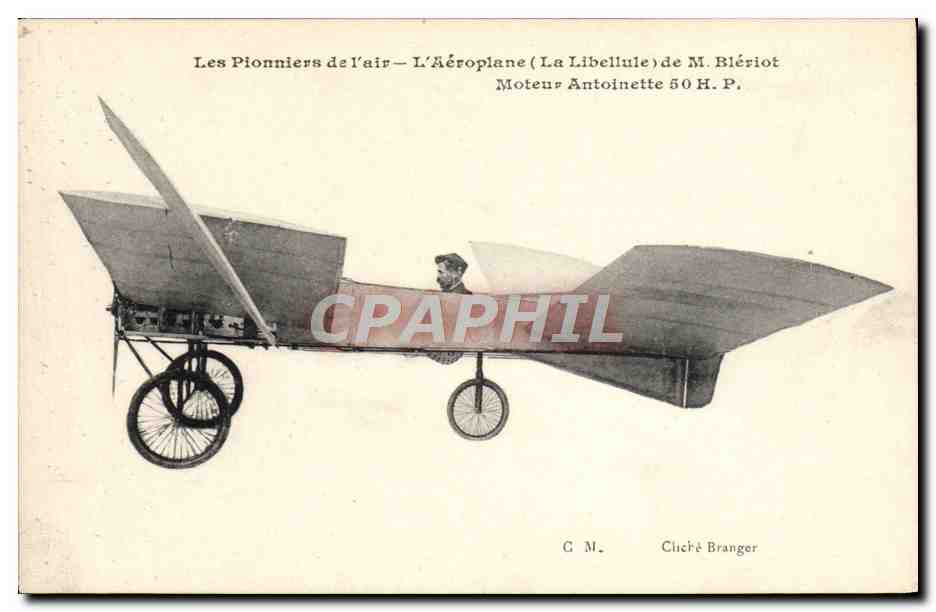 CPA Avion Aviation Aeroplane La libellule de M Bleriot Moteur Antoinette 