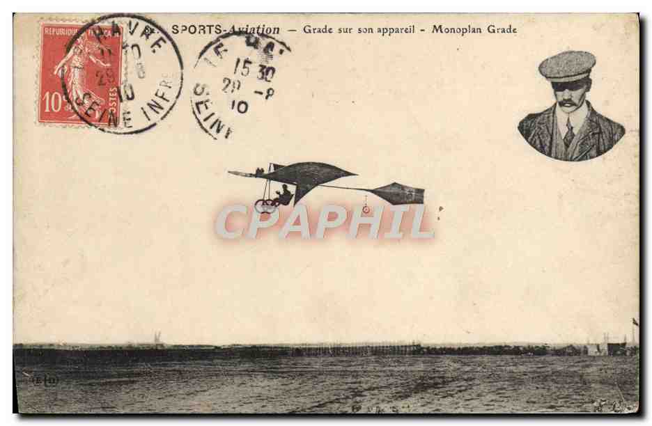 CPA Avion Aviation Grade sur son appareil Monoplan Grade 