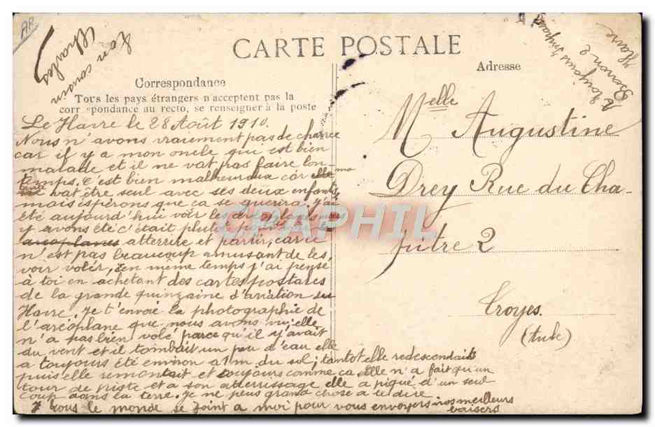 CPA Avion Aviation Grade sur son appareil Monoplan Grade  — Verso